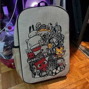 Soyoung Beige Canvas Graphic Backpack